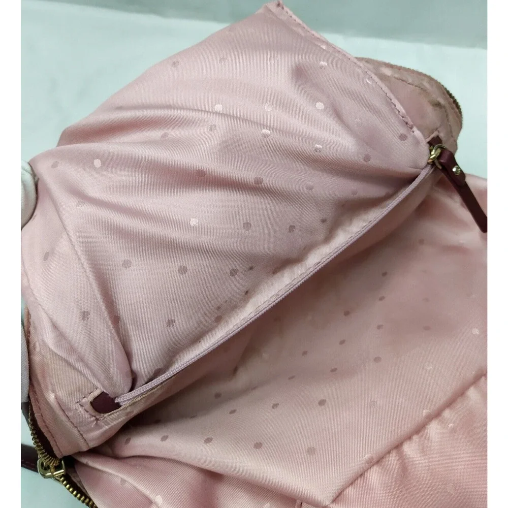 Kate Spade New York Maroon Leather Quilted Top Handle Zipper Closure Backpack